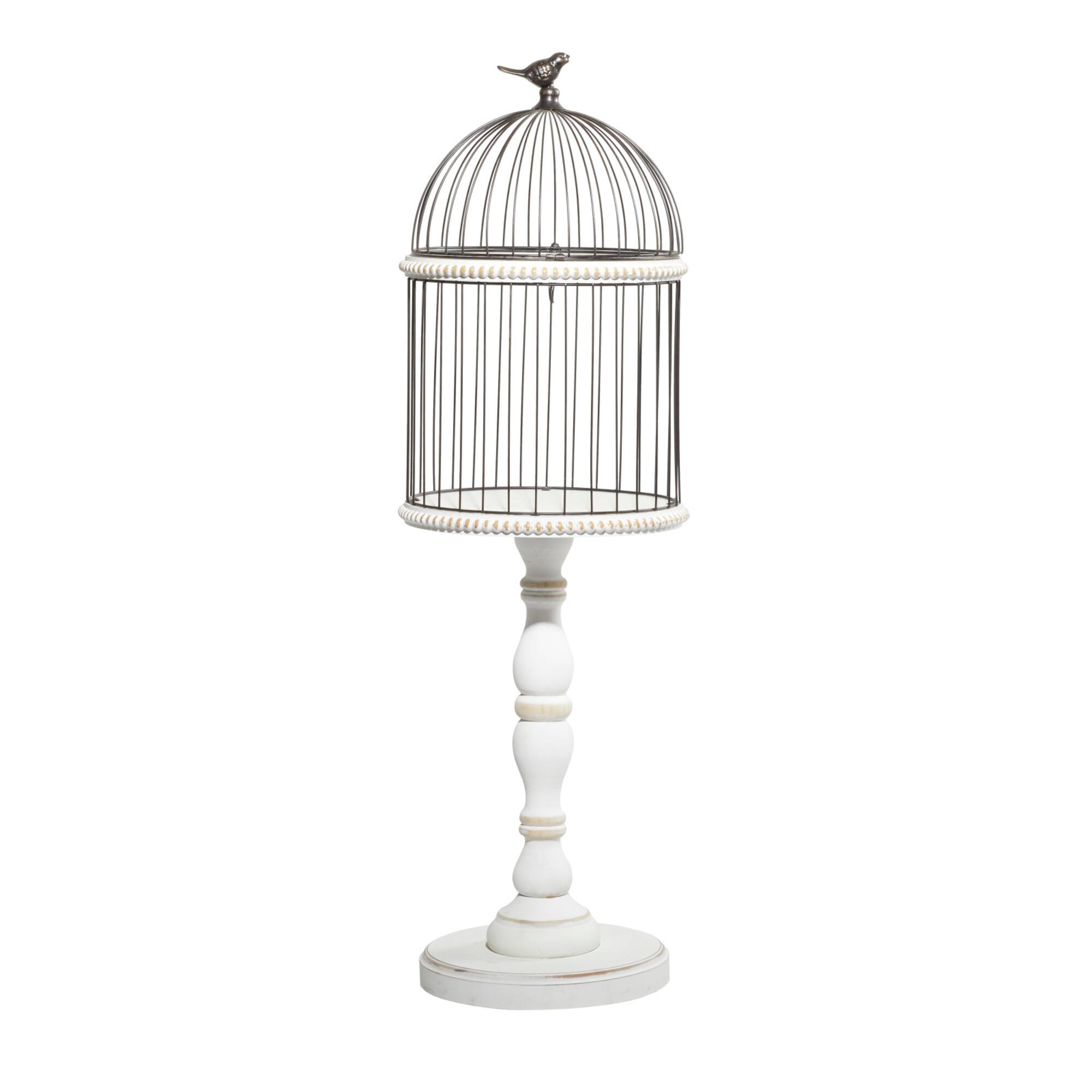 White Wood Farmhouse Birdcage, 44" x 14" x 14"